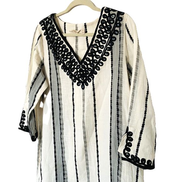 Soft Surroundings Coco de Mer V-Neck Boho Dress Sequin-Embellished Long Sleeve L - Picture 5 of 12